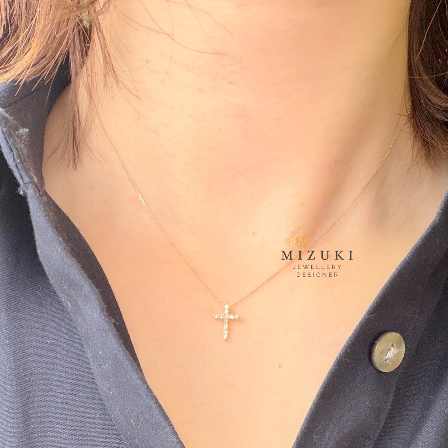 TACHIBANA|18K 金天然鑽石十字架項鍊|0.10ct Cross Necklace