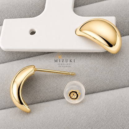 TACHIBANA｜月牙水滴耳環｜Crescent Teardrop Stud Earrings｜K18 / Pt900