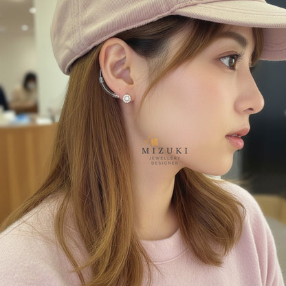 TACHIBANA｜18K玫瑰金摩根石光環鑽石耳釘｜Morganite Halo Diamond Stud Earrings