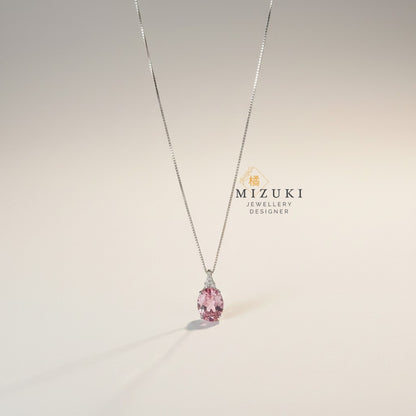 TACHIBANA｜鉑金3.36ct粉紅碧璽鑽石項鍊｜Oval Pink Tourmaline Diamond Necklace