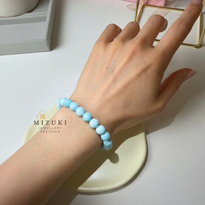 TACHIBANA｜天然拉利瑪圓珠手串｜Larimar Beaded Bracelet｜Natural Larimar