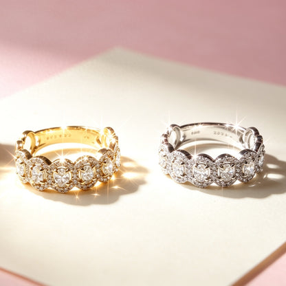 TACHIBANA｜0.70ct 復古花邊滿鑽排戒｜Vintage Milgrain Diamond Band｜K18／Pt950