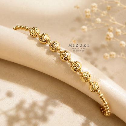 TACHIBANA｜18K 黃金切割金珠手環｜Faceted Gold Bead Bracelet