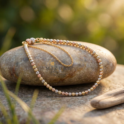 TACHIBANA｜18K 三色金圓珠磁石手鍊｜Tri-Tone Gold Bead Bracelet