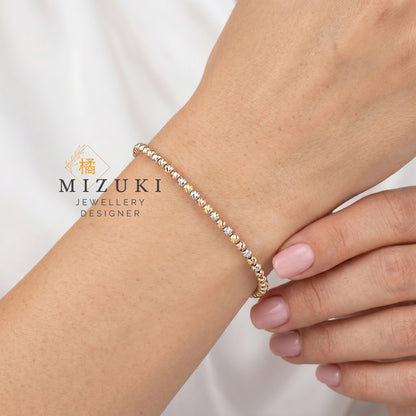 TACHIBANA｜18K 三色金圓珠磁石手鍊｜Tri-Tone Gold Bead Bracelet