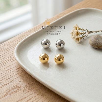 TACHIBANA｜5mm 鉑金／18K金經典圓珠耳釘｜Classic Bead Stud Earrings