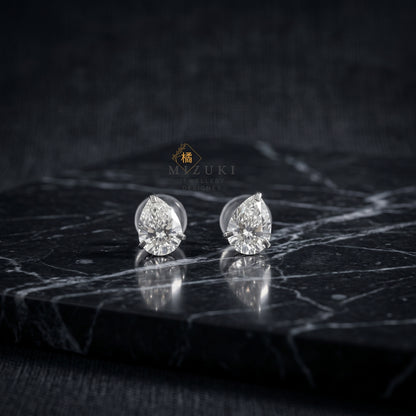 TACHIBANA｜PT900 0.60ct 梨形鑽石耳環｜E Color SI1｜Pear Shape Diamond Stud Earrings