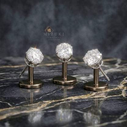 TACHIBANA｜PT天然鑽石耳釘｜1.2ct・1.3ct・1.4ct｜Classic Diamond Stud Earrings