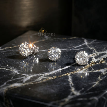 TACHIBANA｜PT天然鑽石耳釘｜1.2ct・1.3ct・1.4ct｜Classic Diamond Stud Earrings