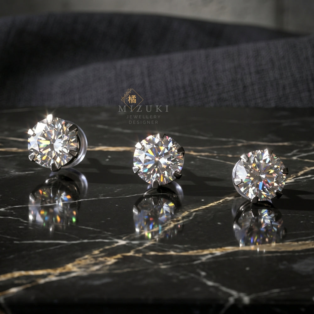 PT鉑金天然單鑽耳釘｜經典不敗1.2ct 1.3ct 1.4ct 鑽石