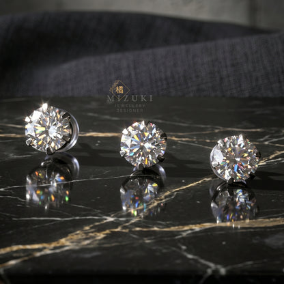 TACHIBANA｜PT天然鑽石耳釘｜1.2ct・1.3ct・1.4ct｜Classic Diamond Stud Earrings