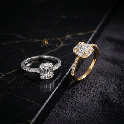 TACHIBANA｜0.40ct Step-Cut Diamond Ring｜K18・Platinum