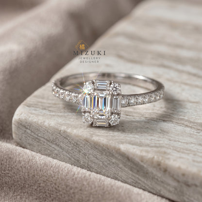 TACHIBANA｜0.40ct Step-Cut Diamond Ring｜K18・Platinum