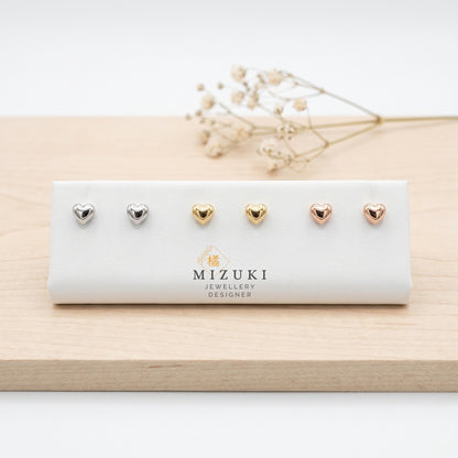 TACHIBANA｜極簡愛心耳釘｜PT900／18KPG／18K黃金｜Minimal Heart Stud Earrings