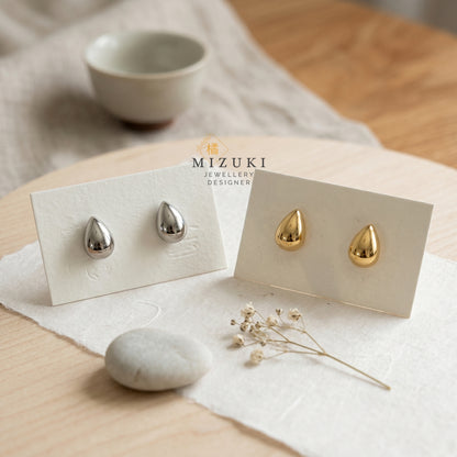 TACHIBANA｜極簡水滴耳釘｜18K金／PT900｜Minimal Teardrop Stud Earrings