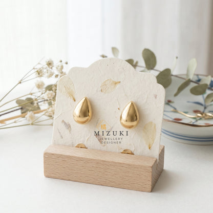 TACHIBANA｜極簡水滴耳釘｜18K金／PT900｜Minimal Teardrop Stud Earrings