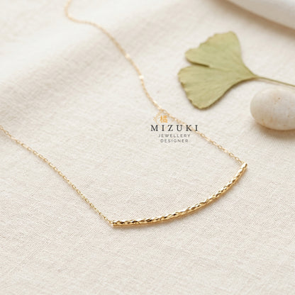 TACHIBANA｜18K 極簡弧形項鍊｜Curved Bar Necklace｜Japanese Fine Jewelry