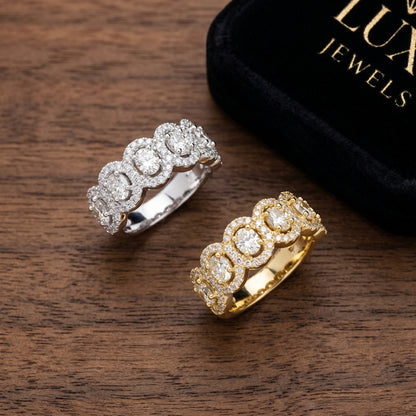 TACHIBANA｜0.70ct 復古花邊滿鑽排戒｜Vintage Milgrain Diamond Band｜K18／Pt950