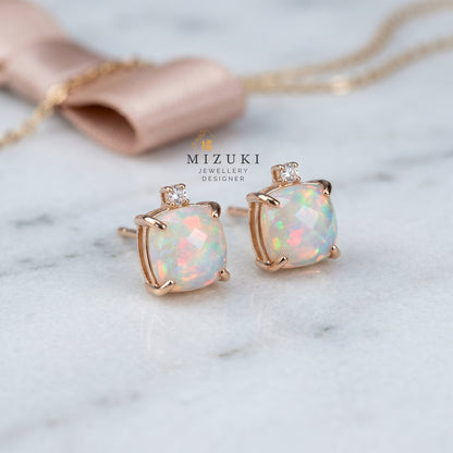 TACHIBANA｜10K蛋白石耳釘｜10K Opal Stud Earrings｜Natural Opal