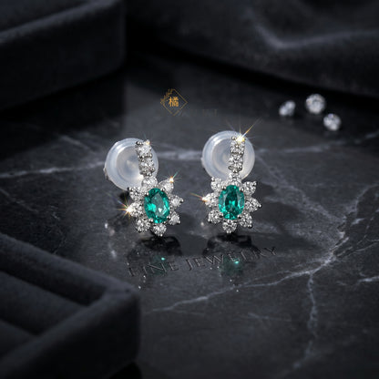 TACHIBANA｜鉑金帕拉伊巴碧璽光環耳夾｜Platinum Paraiba Tourmaline Halo Clip Earrings