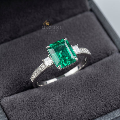 TACHIBANA｜Pt 祖母綠鑽石戒指｜1.08ct Emerald Diamond Ring
