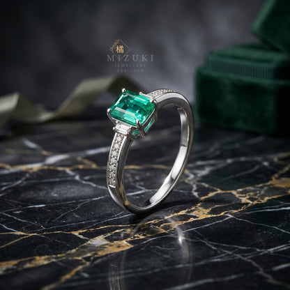 TACHIBANA｜Pt 祖母綠鑽石戒指｜1.08ct Emerald Diamond Ring