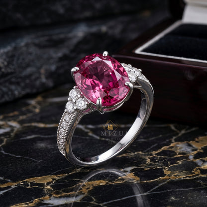 TACHIBANA｜Pt 粉紅碧璽鑽石戒指｜3.43ct Pink Tourmaline Diamond Ring