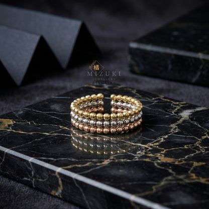 TACHIBANA｜K18 三色金珠珠戒｜Tri-Color Beaded Gold Ring