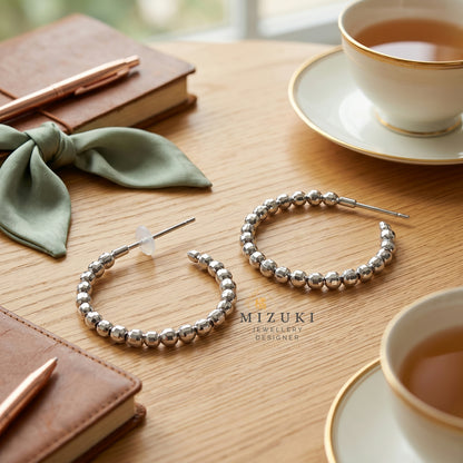 TACHIBANA｜切面珠飾圈耳環｜Faceted Bead Hoop Earrings