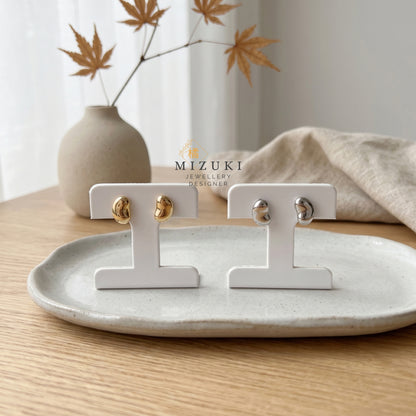 TACHIBANA｜不規則小石耳釘｜Pebble Stud Earrings｜K18 / Platinum
