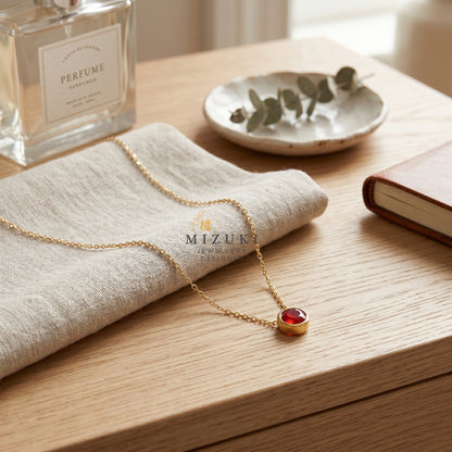TACHIBANA｜18K 金天然紅寶石項鍊｜Round Ruby Necklace