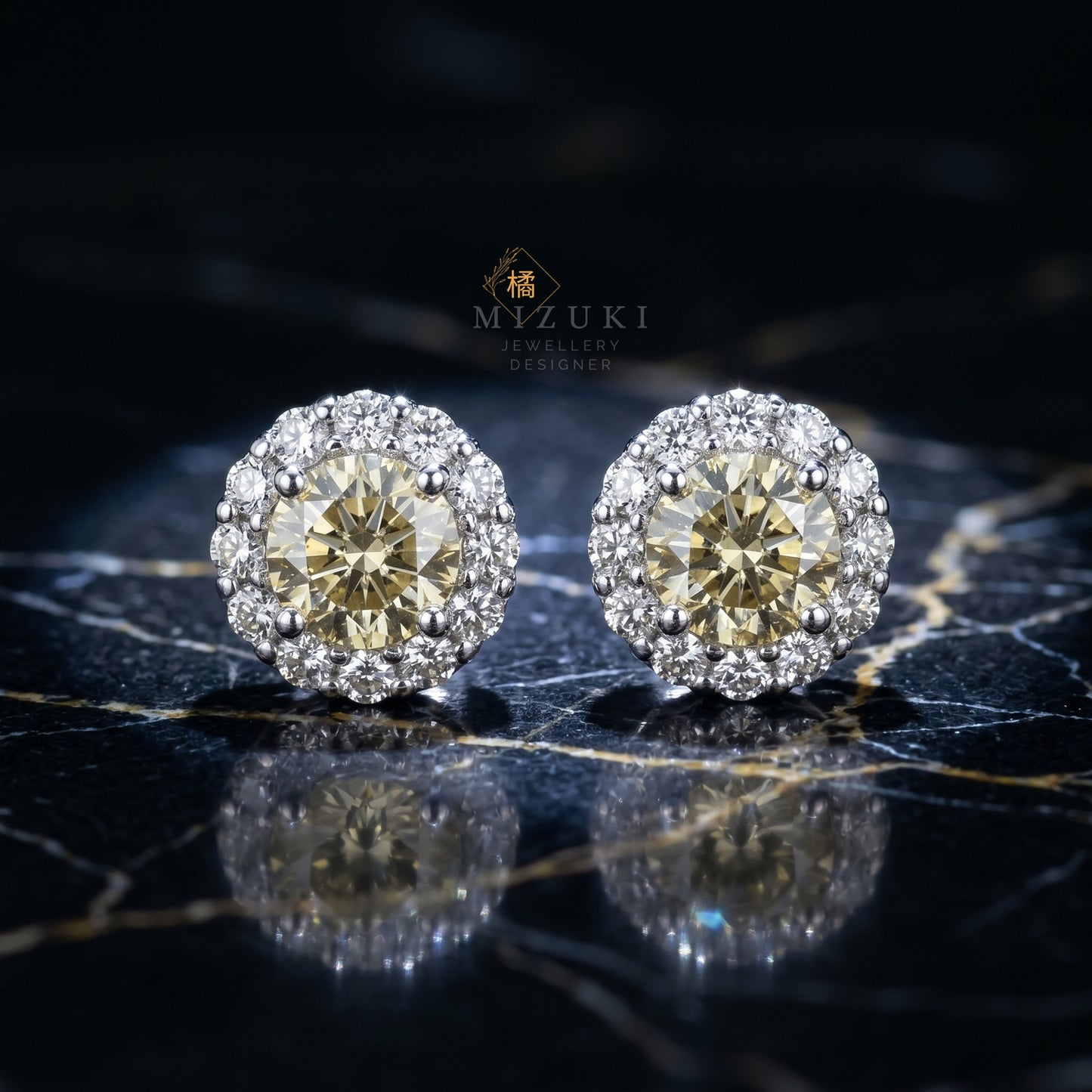 PT鉑金天然鑽石0.361ct+0.20ct光環鑲嵌耳環
