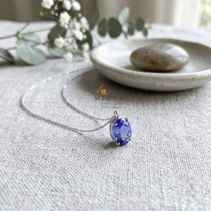 TACHIBANA｜鉑金天然藍寶石項鍊｜Oval Sapphire Necklace