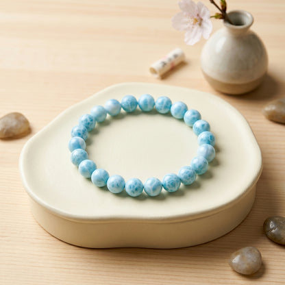 TACHIBANA｜天然拉利瑪圓珠手串｜Larimar Beaded Bracelet｜Natural Larimar