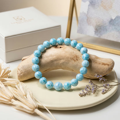 TACHIBANA｜天然拉利瑪圓珠手串｜Larimar Beaded Bracelet｜Natural Larimar