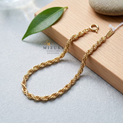 TACHIBANA｜18K 金繩索鏈手鍊｜Rope Chain Bracelet