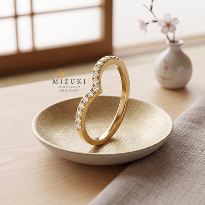 TACHIBANA｜18K 黃金 0.20ct 波浪滿鑽戒指｜Wave Chevron Diamond Ring