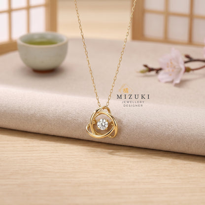 TACHIBANA｜18K 黃金 0.08ct 花環天然鑽石項鍊｜Openwork Wreath Diamond Pendant