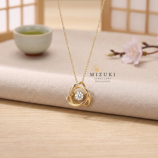 TACHIBANA｜18K 黃金 0.08ct 花環天然鑽石項鍊｜Openwork Wreath Diamond Pendant