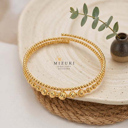 TACHIBANA｜18K 黃金雙層雕花手環｜Layered Gold Bracelet
