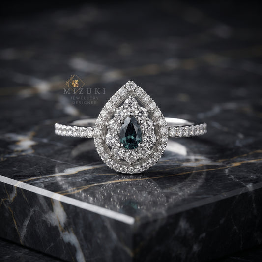 TACHIBANA｜PT950 鉑金 天然亞歷山大石鑽石戒指｜Alexandrite Diamond Ring