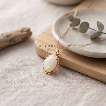 TACHIBANA｜18K 金 天然蛋白石項鍊｜0.90ct Opal 復古設計