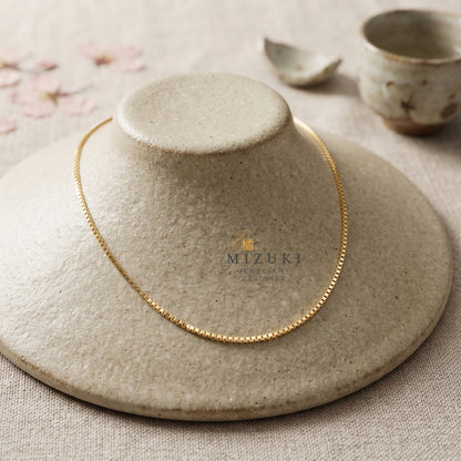 TACHIBANA｜18K 金 方格切面素鏈項鍊 45cm｜可搭配吊墜