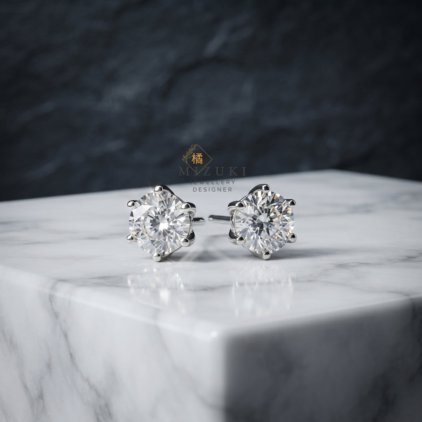 TACHIBANA｜PT 鉑金天然鑽石耳環｜0.528ct D Color VS2 六爪鑲嵌
