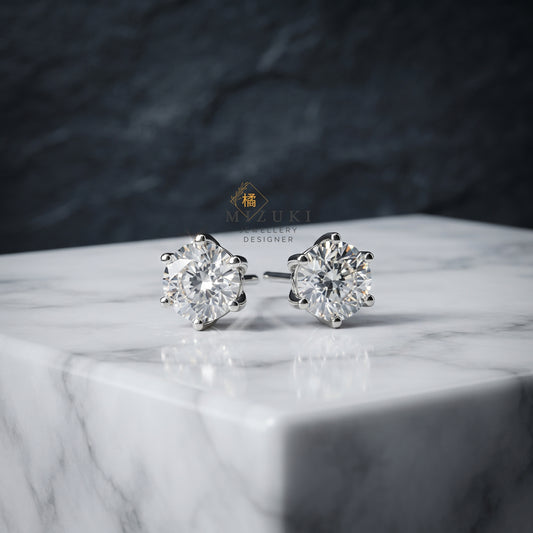 TACHIBANA｜PT 鉑金天然鑽石耳環｜0.528ct D Color VS2 六爪鑲嵌