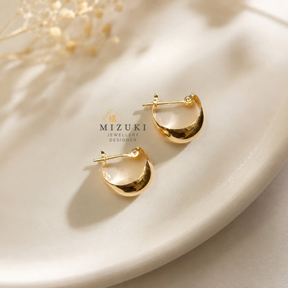 TACHIBANA｜18K 黃金半圓弧耳環｜Half Hoop Gold Earrings