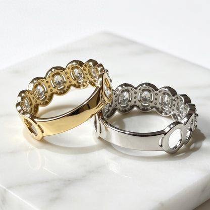 TACHIBANA｜0.70ct 復古花邊滿鑽排戒｜Vintage Milgrain Diamond Band｜K18／Pt950