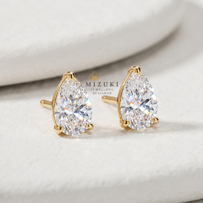 TACHIBANA｜18K 黃金 0.50ct 梨形天然鑽石耳釘｜Pear Diamond Stud Earrings