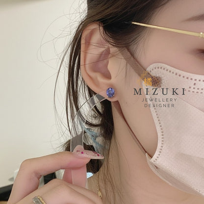TACHIBANA｜PT950 2ct橢圓形丹泉石耳環｜Oval Tanzanite Stud Earrings