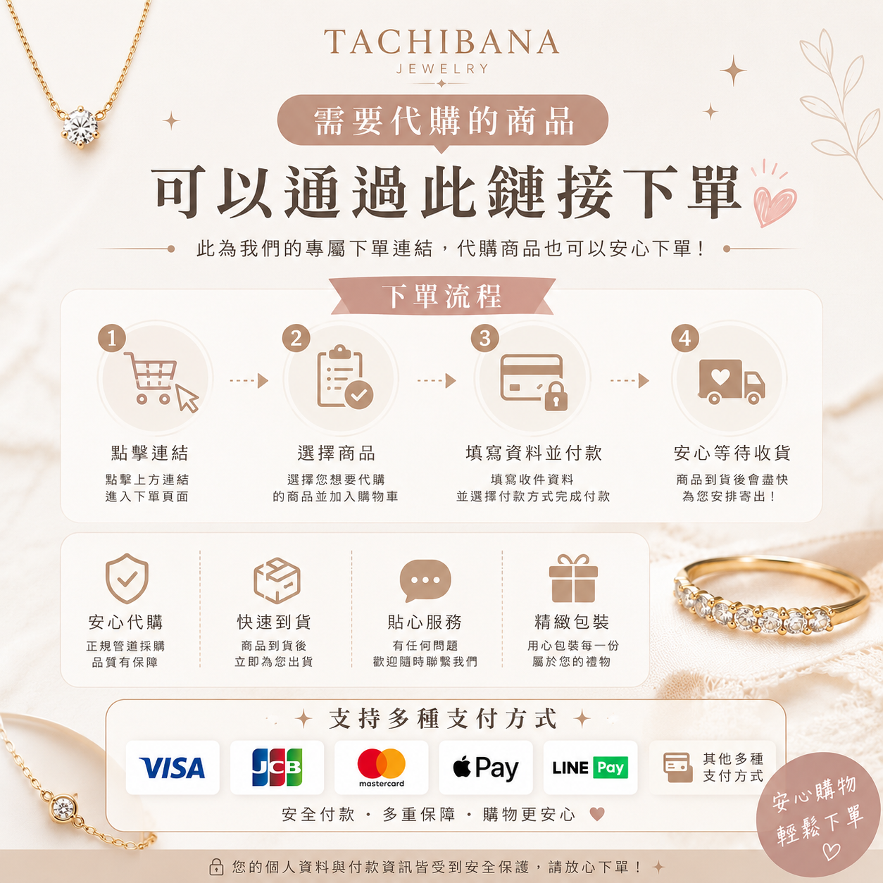 TACHIBANA JEWELRY 顧客專屬賣場結算區